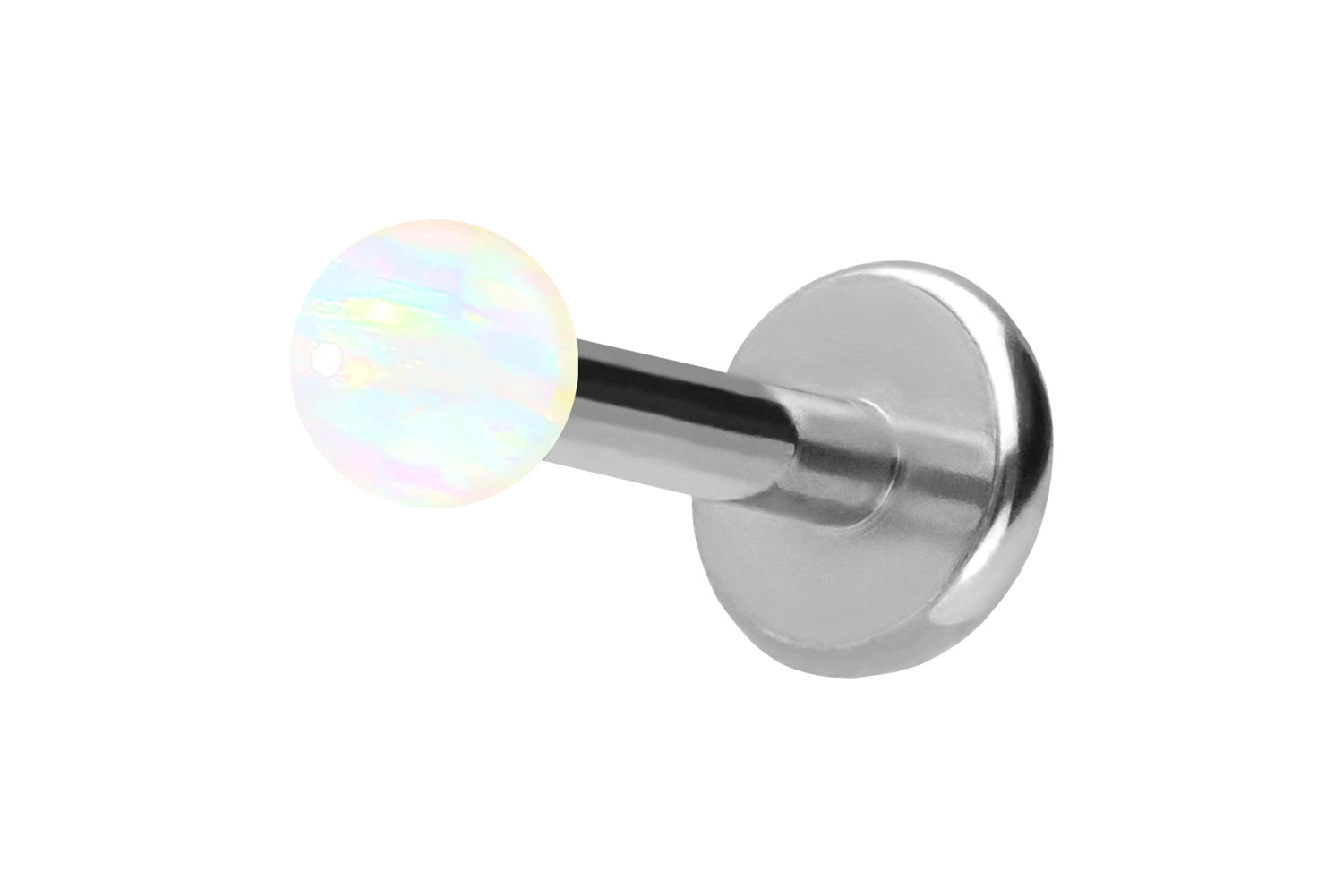 Titan Labret Piercing mit Push Fit SYNTHETISCHER OPAL